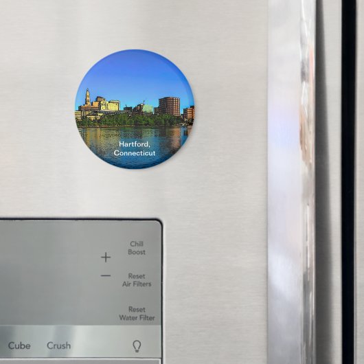Hartford Connecticut Skyline Cartoon Magneet (Insitu (Koelkast))