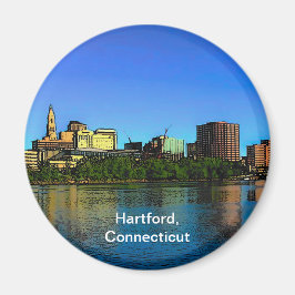 Hartford Connecticut Skyline Cartoon Magneet