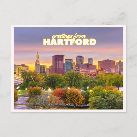 Hartford Connecticut Skyline Fall Foliage Greeting Briefkaart (Voorkant)