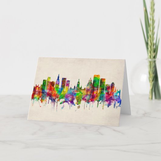 Hartford Connecticut Skyline Feestdagen Kaart (Voorkant)