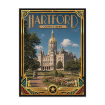Hartford Connecticut Vintage Art Deco Gouden Tijdp