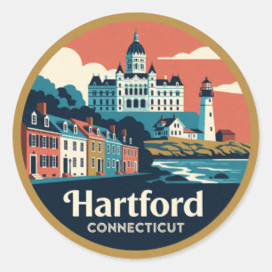 Hartford Connecticut VS New England Geschiedenis R Ronde Sticker