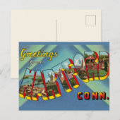 Hartford Connecticut Wenskaart Briefkaart (Voorkant / Achterkant)