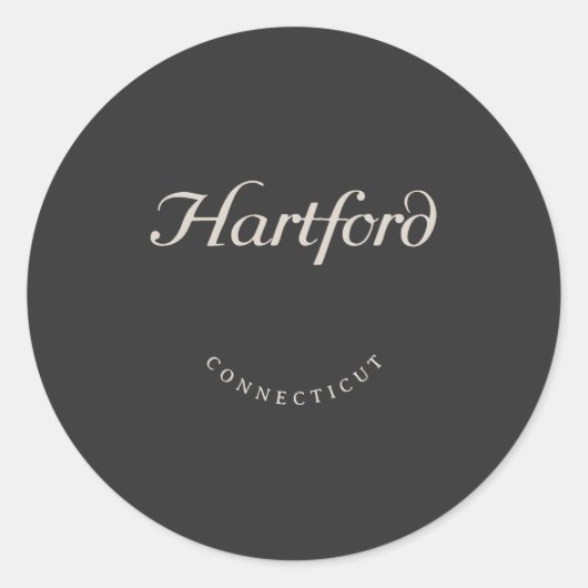 Hartford Connecticut White Font Ronde Sticker (Voorkant)