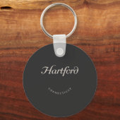 Hartford Connecticut White Font Sleutelhanger (Voorkant)