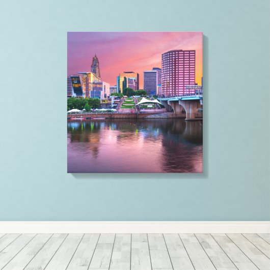 Hartford Connecticut Wrapped Canvas 16.80 x 17.50  Afdruk (Insitu (Houten vloer))