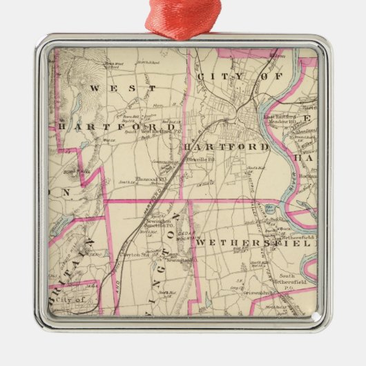 Hartford County Connecticut Metalen Ornament (Voorkant)