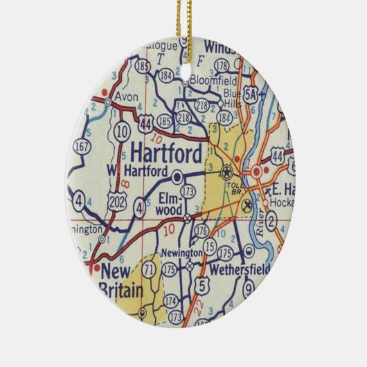 Hartford CT  kaart Keramisch Ornament (Rechts)