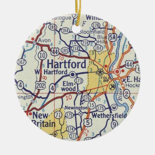 Hartford CT  kaart Keramisch Ornament (Voorkant)