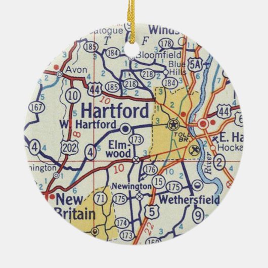 Hartford CT  kaart Keramisch Ornament (Achterkant)
