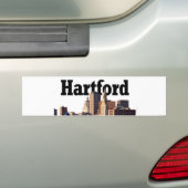 Hartford CT Skyline met "Hartford" in de hemel Bumpersticker (Op auto)