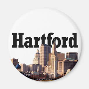 Hartford CT Skyline met "Hartford" in de hemel Magneet