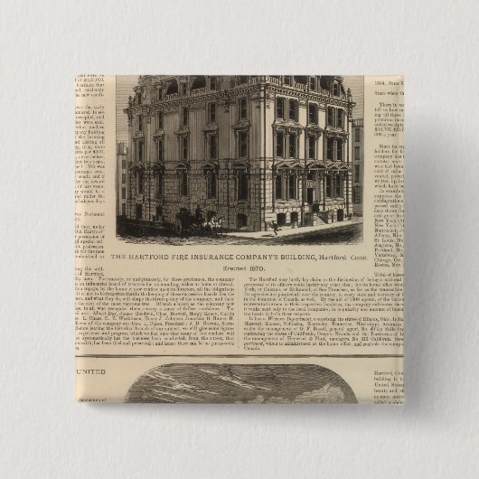 Hartford Fire Insurance Company Vierkante Button 5,1 Cm (Voorkant)