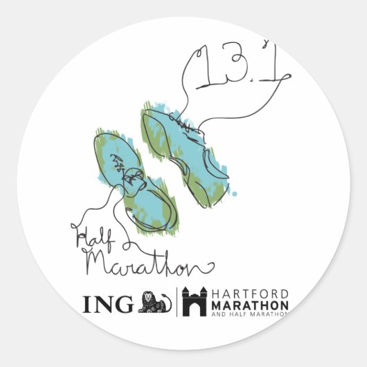 Hartford Half-Marathon: schoenen Ronde Sticker (Voorkant)