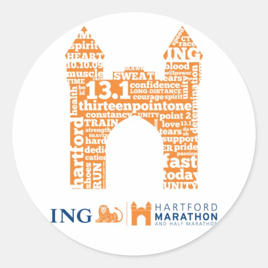 Hartford halve marathon: Arch Ronde Sticker (Voorkant)