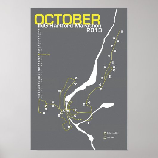 Hartford Marathon Map Poster (Voorkant)