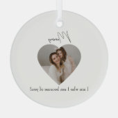 Hartfoto & Aangepast Bericht Cadeau voor Mam - Glas Ornament (Achterkant)