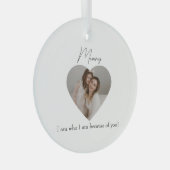 Hartfoto & Aangepast Bericht Cadeau voor Mam - Glas Ornament (Voorkant Rechts)