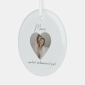 Hartfoto & Aangepast Bericht Cadeau voor Mam - Glas Ornament (Voorkant links)