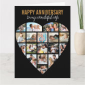 Hartfoto Collage Black Aangepast Jubileum Kaart (Voorkant)