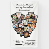 Hartfoto-collage liefde voor mij zwart wit spandoek (Verticaal)