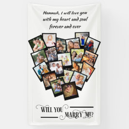 Hartfoto-collage liefde voor mij zwart wit spandoek