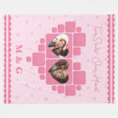 Hartfoto-deken met aangepaste foto's en monogram fleece deken (Voorkant (Horizontaal))