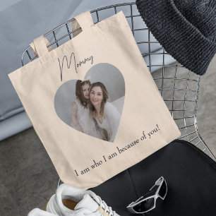 Hartfoto en tekst Ik ben Wie Ik Ben Door jou Tote Bag