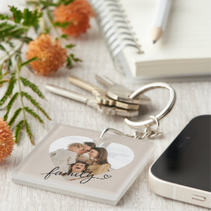 Hartfoto Familie Acryl Sleutelhanger – gepersonali