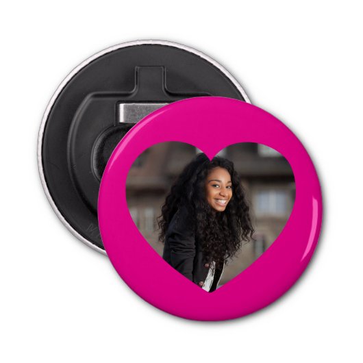 Hartfoto Hot Pink Button Flesopener (Voorkant)