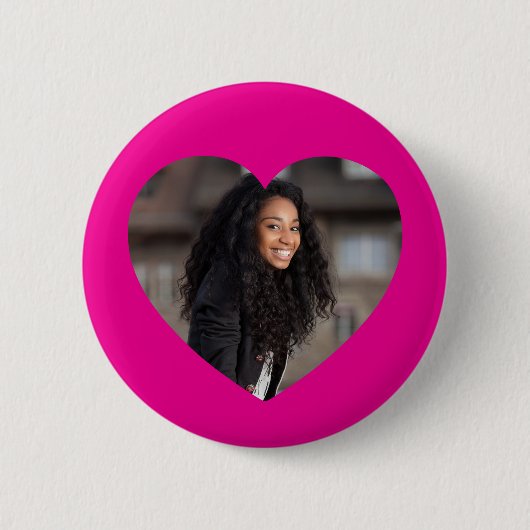 Hartfoto Hot Pink Ronde Button 5,7 Cm (Voorkant)