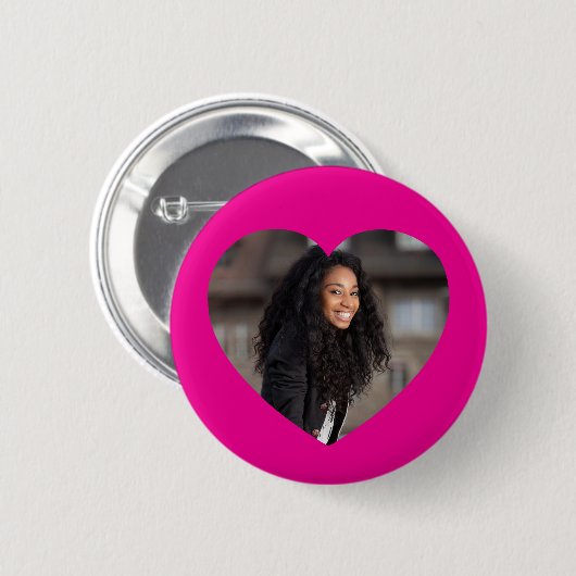 Hartfoto Hot Pink Ronde Button 5,7 Cm (Voorkant /achterkant)