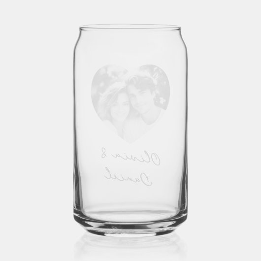 Hartfoto namen of aangepaste tekst blikvorm glas (Achterkant)