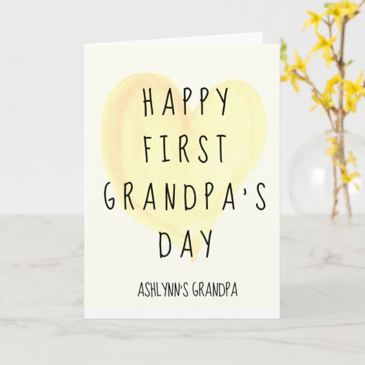 Hartgelukkige eerste opa's Day Kaart (Gele Bloem)
