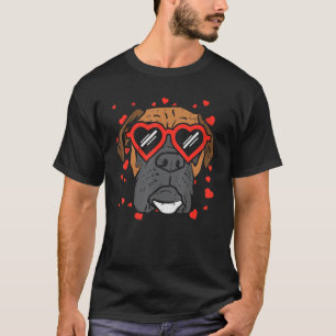 Hartglazen Boxer Face Cute Valentijnsdag Dog L T-shirt