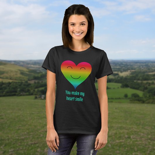 Hartglimlach regenboogvriendschap citaat t-shirt
