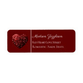 Hartglitter zorgt voor donkerrode Valentijnse Etiket (Voorkant)