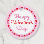 Hartgrens Gelukkig Valentijnsdag Cirkel Gift Label (Voorkant)