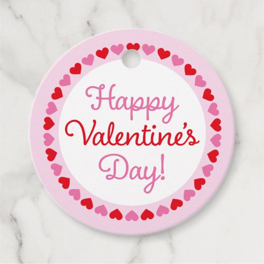 Hartgrens Gelukkig Valentijnsdag Cirkel Gift Label (Voorkant)