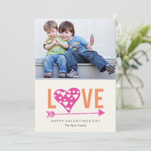 Harthart A7-Valentijnsdag-fotokaart - PINK Feestdagenkaart (Staand voorkant)