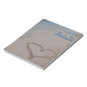 Harthart gepersonaliseerd in zand strand notitieblok (Linkerzijde)