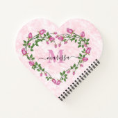 Harthart van roze florale notitieboek (Achterkant)