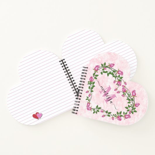Harthart van roze florale notitieboek (Binnen)
