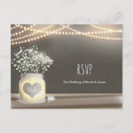 Hartig glazen potje & Baby's Breath RSVP Uitnodiging Briefkaart