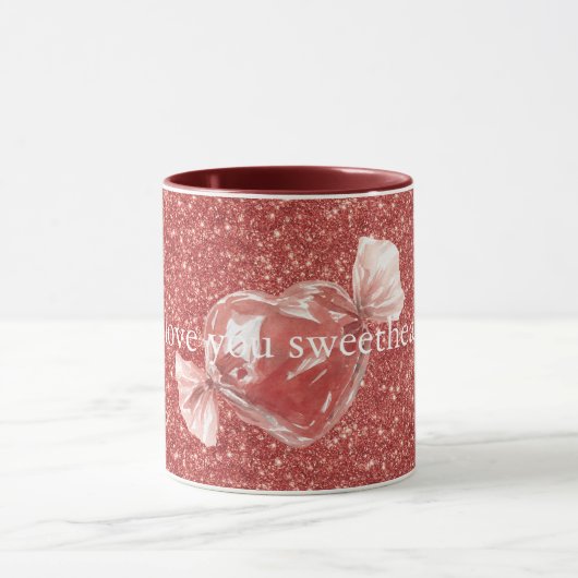 Hartig Kandij Rood Glitter Liefde Mok (Midden)