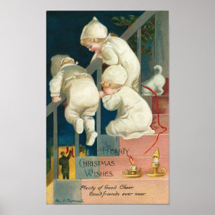 Hartig kerstwensen Kind met kaartje Poster