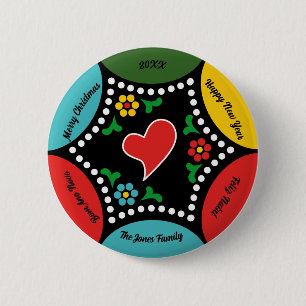 Hartig Portugees Kerstfeest en cadeaus Ronde Button 5,7 Cm