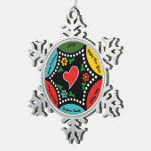 Hartig Portugees Kerstfeest en cadeaus Tin Sneeuwvlok Ornament (Rechts)