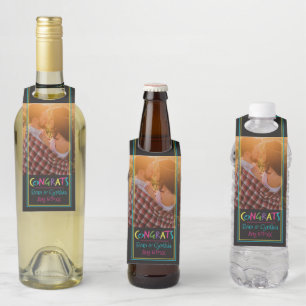 Hartige Brieven Gefeliciteerd Foto Flessenlabel Flessenhanger
