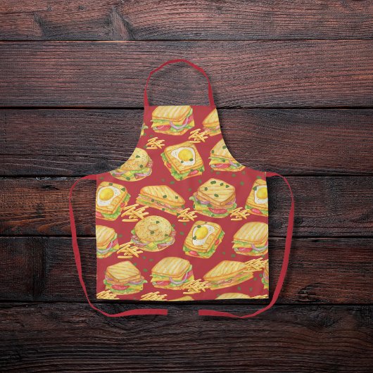 Hartige gastronomische broodjes en frietjes rood schort